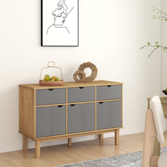 vidaXL Senkki OTTA ruskea ja harmaa 114x43x73,5 cm täysi mänty