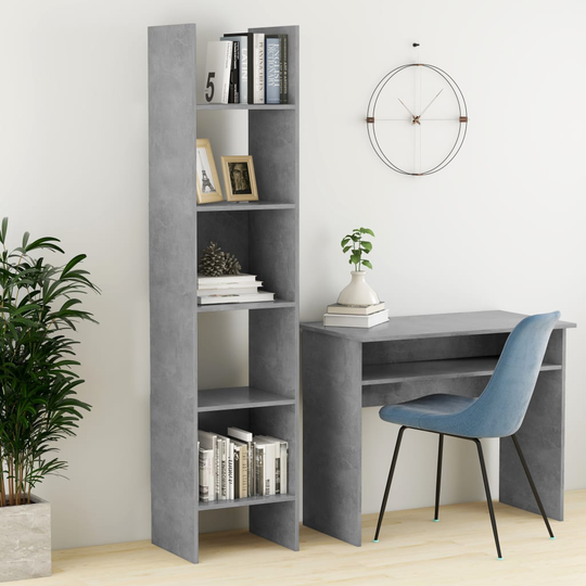 vidaXL Kirjahylly betoninharmaa 40x35x180 cm lastulevy