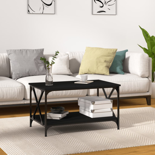 vidaXL Sohvapöytä musta 80x50x45 cm tekninen puu ja rauta