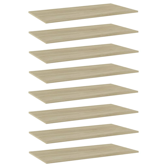 vidaXL Kirjahyllytasot 8 kpl Sonoma-tammi 80x30x1,5 cm lastulevy