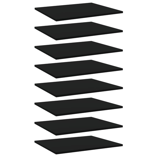 vidaXL Kirjahyllytasot 8 kpl musta 60x50x1,5 cm lastulevy