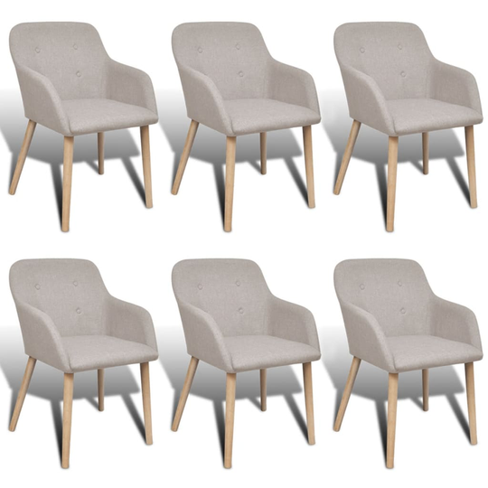 vidaXL Ruokapöydän tuolit 6 kpl beige kangas