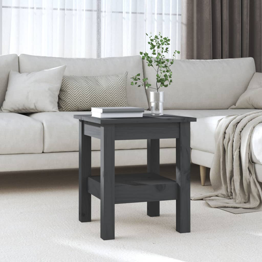 vidaXL Sohvapöytä harmaa 35x35x40 cm täysi mänty