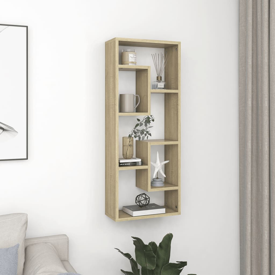 vidaXL Seinähylly Sonoma-tammi 36x16x90 cm lastulevy