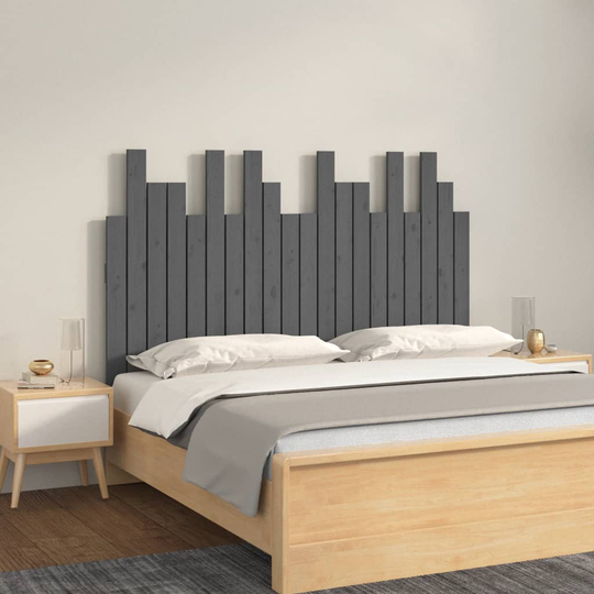 vidaXL Sängynpääty seinälle harmaa 127,5x3x80 cm täysi mänty