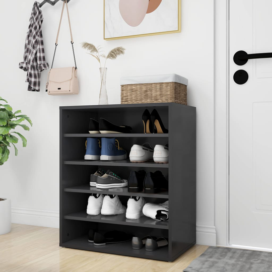 vidaXL Kenkäkaappi korkeakiilto musta 60x35x70 cm lastulevy