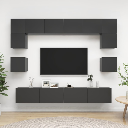 vidaXL 8-osainen TV-kaappisarja harmaa lastulevy