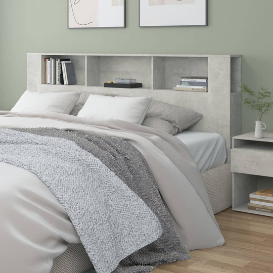 vidaXL Sängynpääty säilytystilalla betoninharmaa 200x18,5x104,5 cm