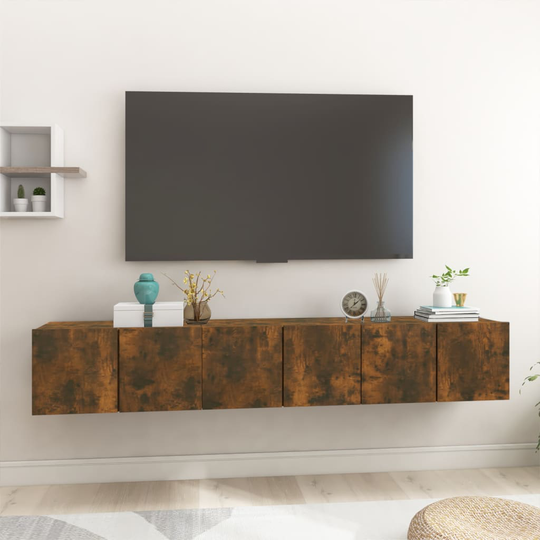 vidaXL Seinäkiinnitettävät TV-kaapit 3 kpl savutammi 60x30x30 cm