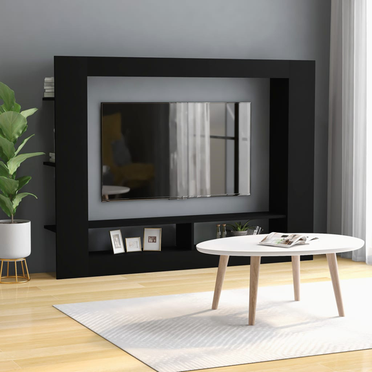 vidaXL TV-taso musta 152x22x113 cm lastulevy