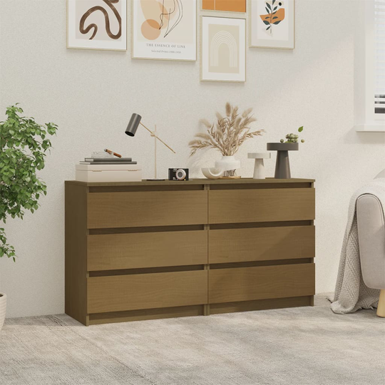 vidaXL Yöpöydät 2 kpl hunajanruskea 60x36x64 cm täysi mänty