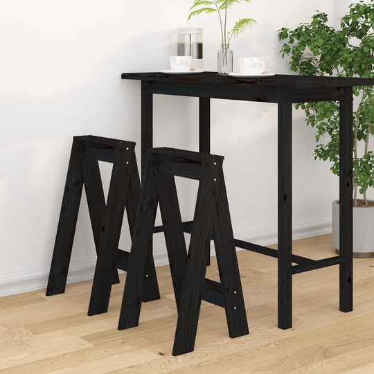 vidaXL Jakkarat 2 kpl musta 40x40x75 cm täysi mänty