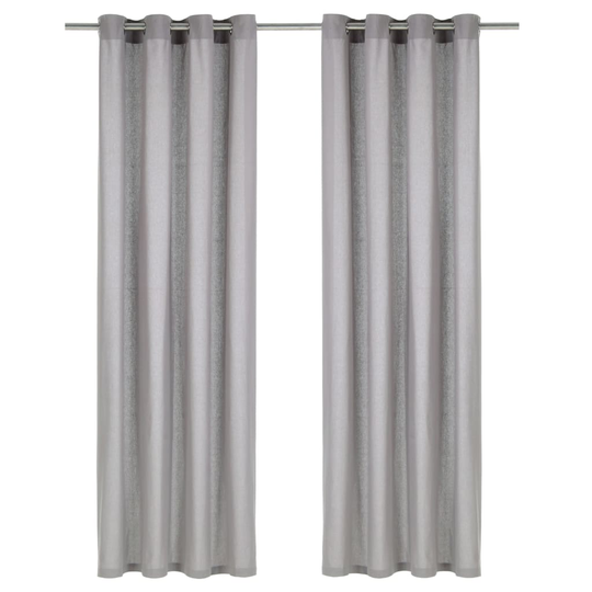 vidaXL Verhot metallirenkailla 2 kpl puuvilla 140x245 cm harmaa