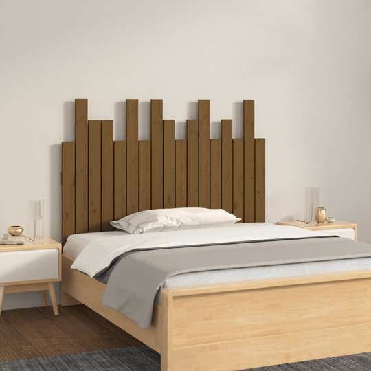 vidaXL Sängynpääty seinälle hunajanruskea 108x3x80 cm täysi mänty