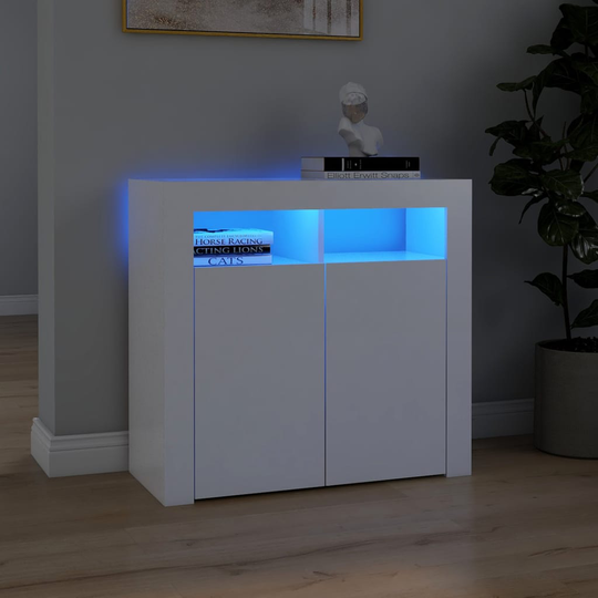 vidaXL Senkki LED-valoilla valkoinen 80x35x75 cm