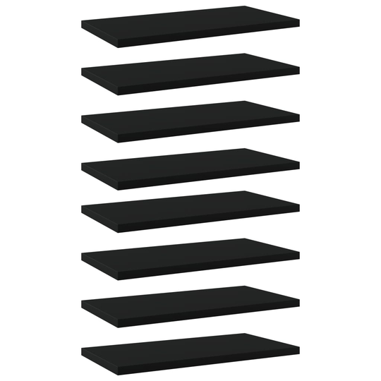 vidaXL Kirjahyllytasot 8 kpl musta 40x20x1,5 cm lastulevy