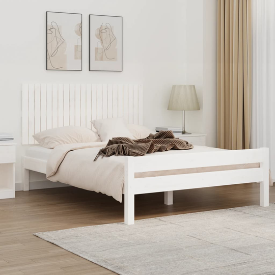 vidaXL Sängynpääty seinälle valkoinen 140x3x60 cm täysi mänty
