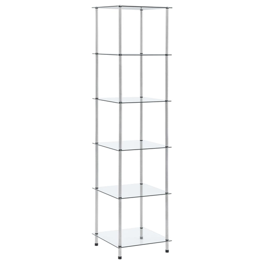 vidaXL 6-kerroksinen hylly läpinäkyvä 40x40x160 cm karkaistu lasi