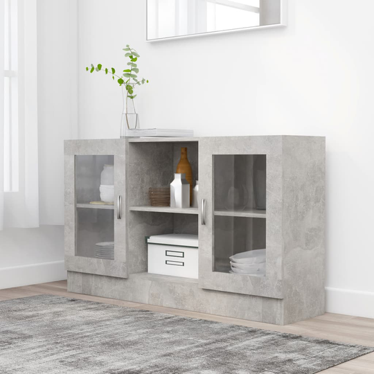 vidaXL Vitriinikaappi betoninharmaa 120x30,5x70 cm lastulevy
