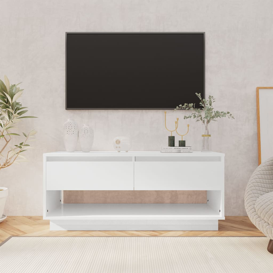 vidaXL TV-taso korkeakiilto valkoinen 102x41x44 cm lastulevy