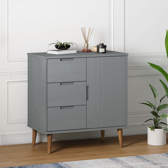 vidaXL Sivupöytä MOLDE harmaa 76,5x40x80 cm täysi mänty