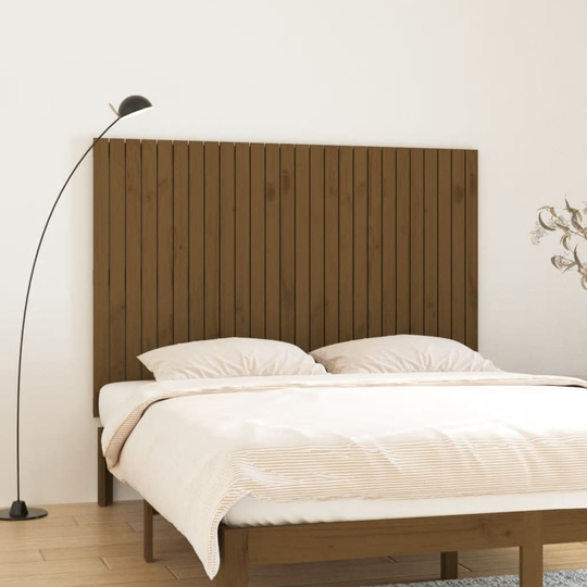 vidaXL Sängynpääty seinälle hunajanruskea 166x3x110 cm täysi mänty