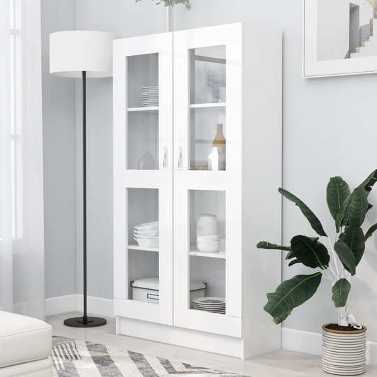 vidaXL Vitriinikaappi valkoinen 82,5x30,5x150 cm lastulevy