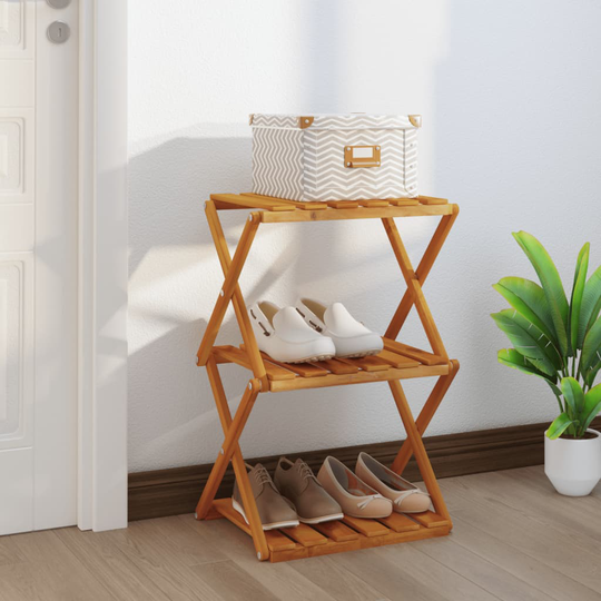 vidaXL 3-tasoinen Taitettava hylly ruskea 43x31x63 cm täysi akasiapuu