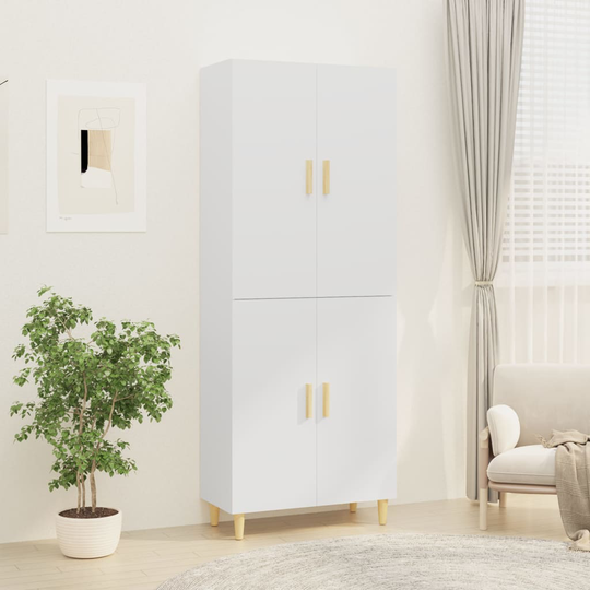 vidaXL Kaappi korkeakiilto valkoinen 70x34x180 cm tekninen puu