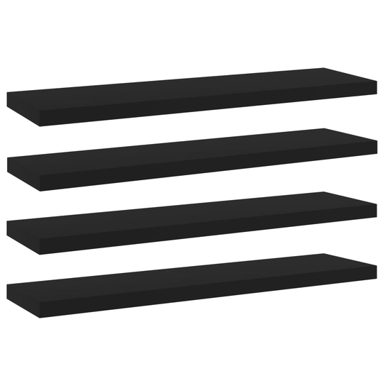 vidaXL Kirjahyllytasot 4 kpl musta 40x10x1,5 cm lastulevy