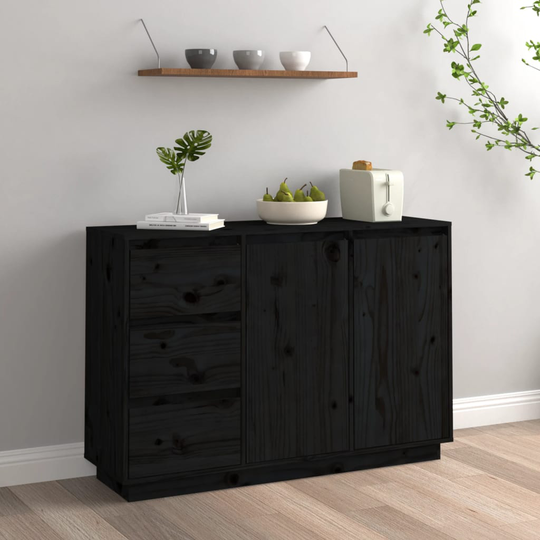 vidaXL Senkki musta 111x34x75 cm täysi mänty