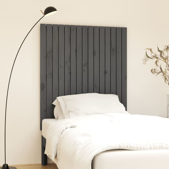 vidaXL Sängynpääty seinälle harmaa 95,5x3x110 cm täysi mänty