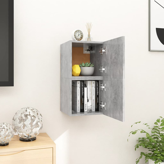vidaXL Seinäkiinnitettävät TV-tasot 2 kpl betoninharmaa 30,5x30x30 cm