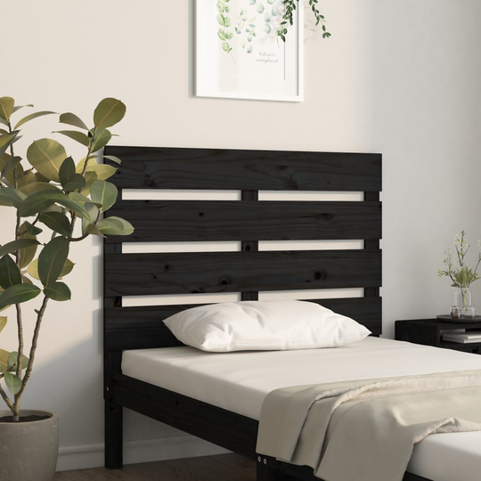 vidaXL Sängynpääty musta 75x3x80 cm täysi mänty