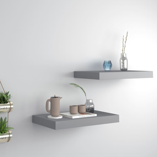 vidaXL Kelluvat seinähyllyt 2 kpl harmaa 40x23x3,8 cm MDF