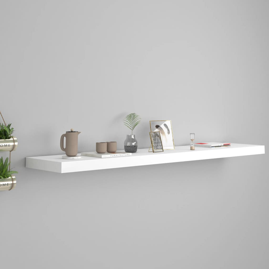 vidaXL Kelluva seinähylly valkoinen 120x23,5x3,8 cm MDF