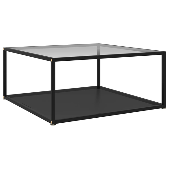 vidaXL Sohvapöytä läpinäkyvä ja musta 80x80x35 cm karkaistu lasi