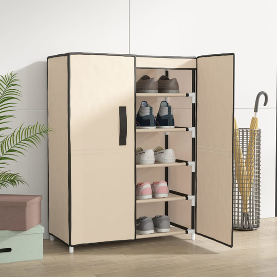 vidaXL Kenkäkaappi kerma 60x28x90 cm kangas