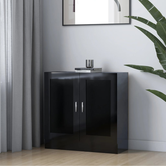vidaXL Kirjahylly korkeakiilto musta 82,5x30,5x80 cm lastulevy