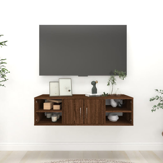 vidaXL Seinähylly ruskea tammi 102x30x29 cm tekninen puu