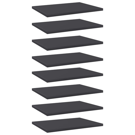 vidaXL Kirjahyllytasot 8 kpl harmaa 40x30x1,5 cm lastulevy