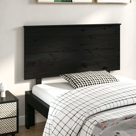 vidaXL Sängynpääty musta 124x6x82,5 cm täysi mänty