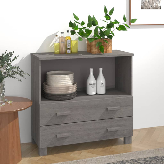 vidaXL Sivupöytä HAMAR vaaleanharmaa 85x35x80 cm täysi mänty