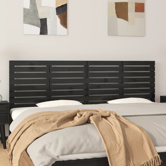 vidaXL Sängynpääty seinälle musta 206x3x63 cm täysi mänty