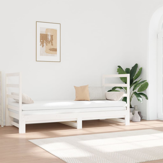 vidaXL Sohvasänky ulosvedettävä valkoinen 2x (90x190) cm täysi mänty
