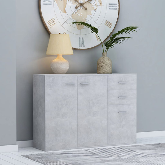 vidaXL Senkki betoninharmaa 105x30x75 cm lastulevy
