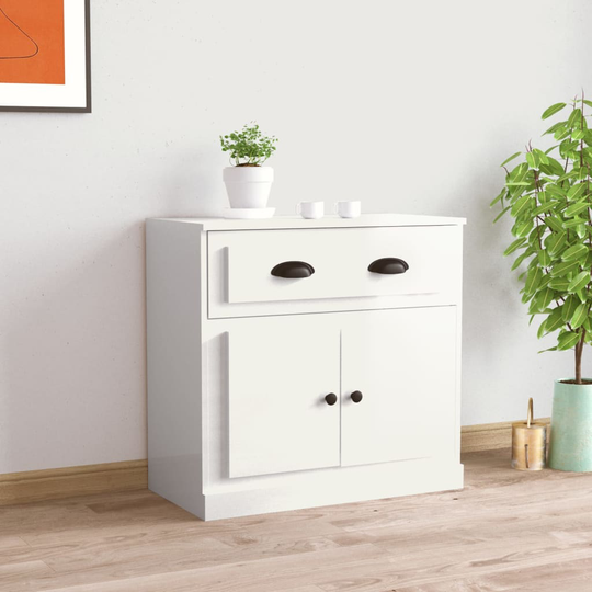 vidaXL Senkki korkeakiilto valkoinen 70x35,5x67,5 cm tekninen puu