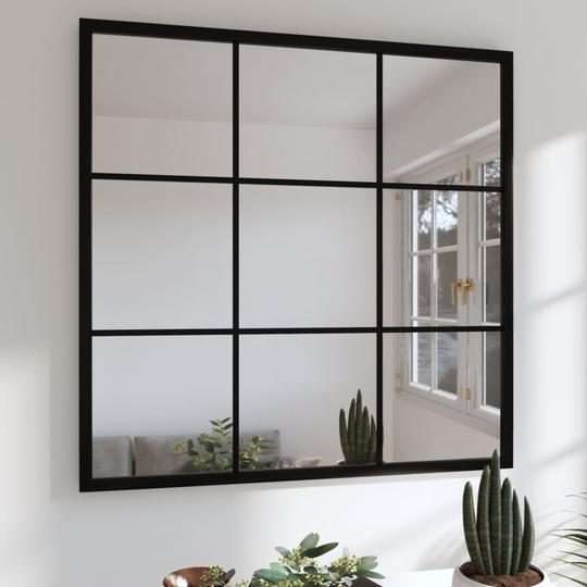 vidaXL Seinäpeili musta 60x60 cm metalli