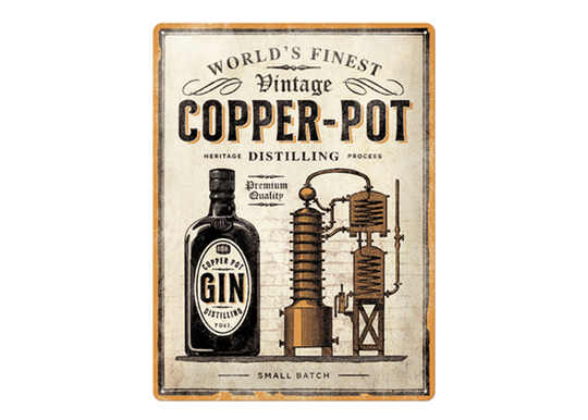 Retrometallitaulu Copper Pot Gin 30x40 cm