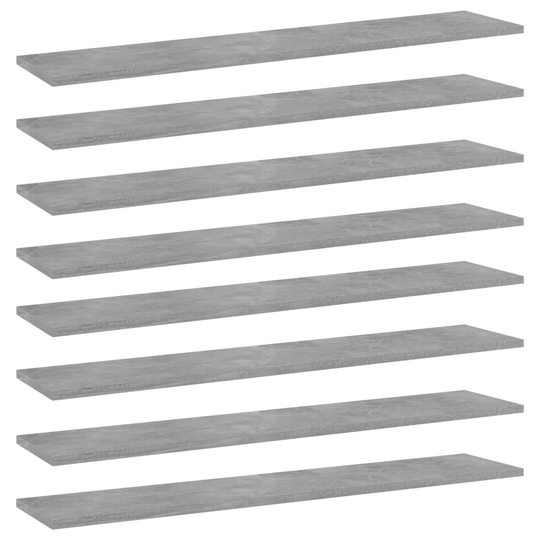 vidaXL Kirjahyllytasot 8 kpl betoninharmaa 100x20x1,5 cm lastulevy
